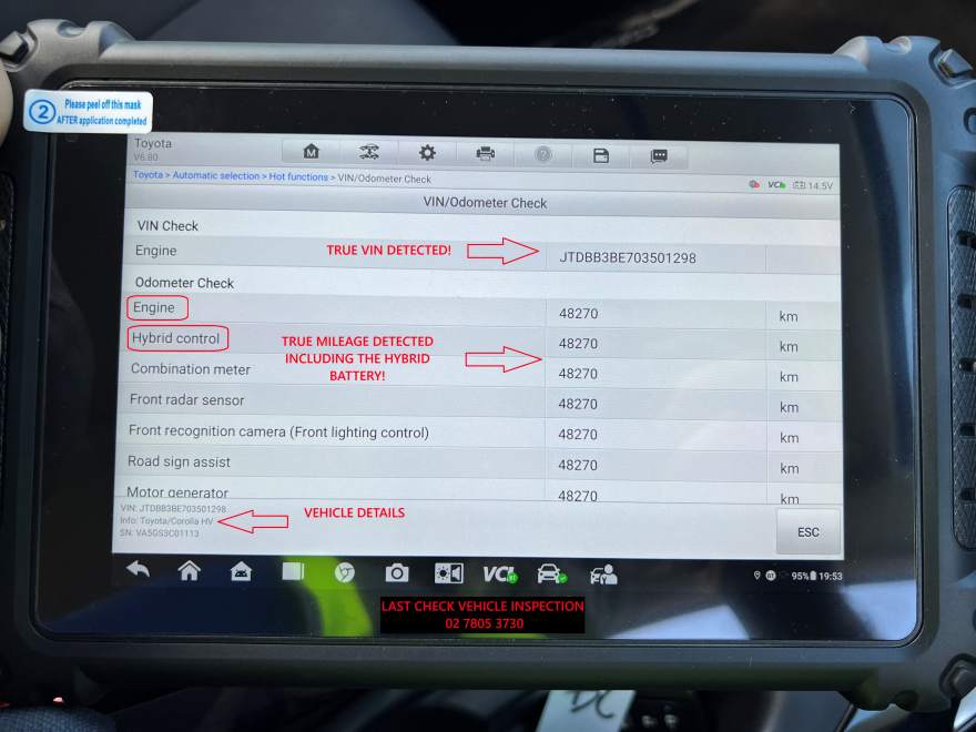 Most accurate odometer rollback check in Sydney NSW with ECU-based VIN and mileage verification